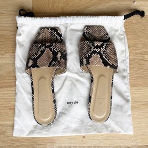 AEYDE Anna snakeskin faux python genuine leather slides sandals 37.5 7.5